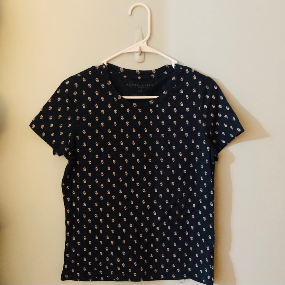 Navy Blue with rose print